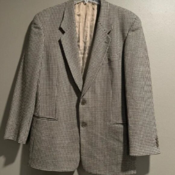 Mani Saks Fifth Avenue 100% Pure Wool Houndstooth Blazer size 42L - Picture 1 of 8